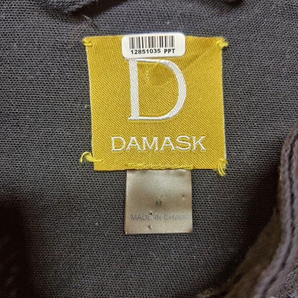 D Damask Women's Medium Cotton Woven Basket Knit Navy Blue Cardigan Sweater - Picture 7 of 9